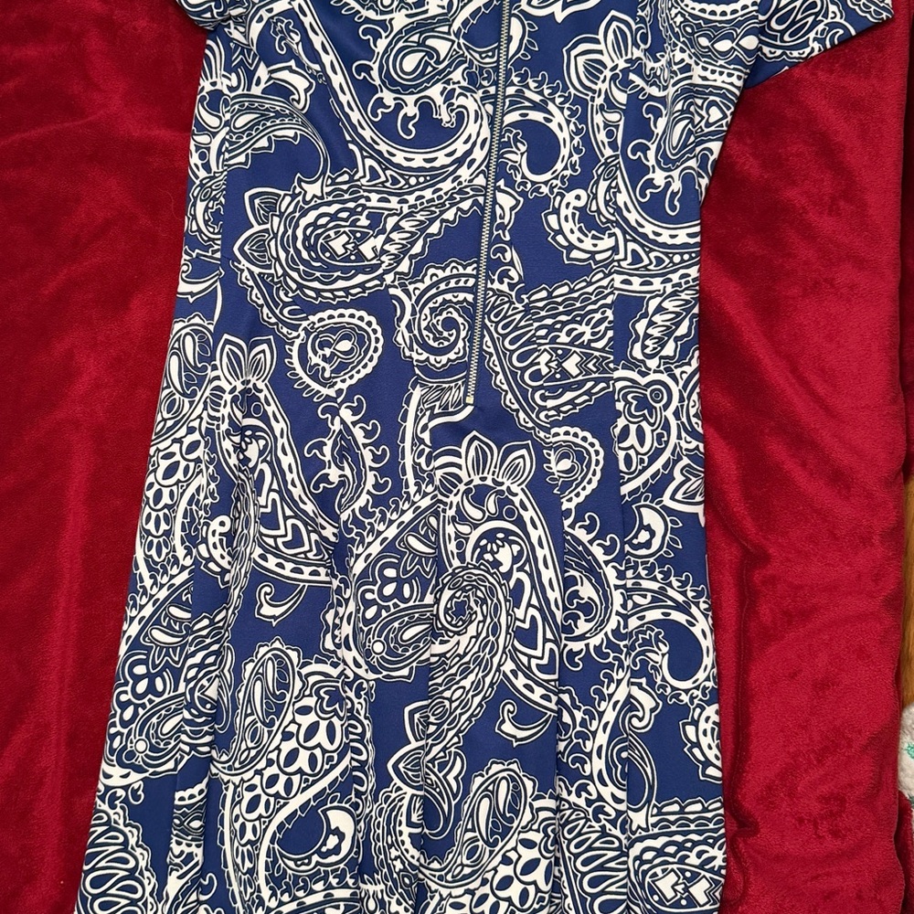 Michael Kors Blue and White Paisley Print Dress